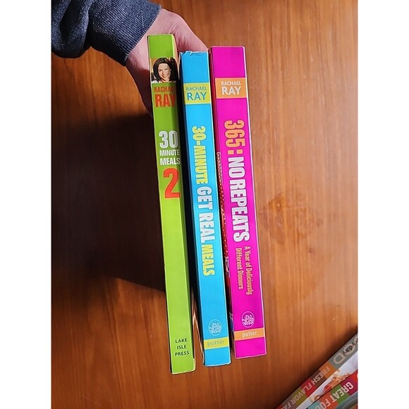 3 Rachel Ray Cookbooks - 30 Min Meals Get Real & 30 Minutes 2 & 365 Meals PBs - Picture 6 of 16